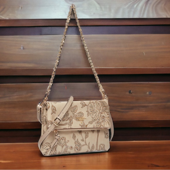 Cuoieria Fiorentina Handbags - Italian Ivory Leather Crossbody/Clutch Handbag by Cuoieria Fiorentina